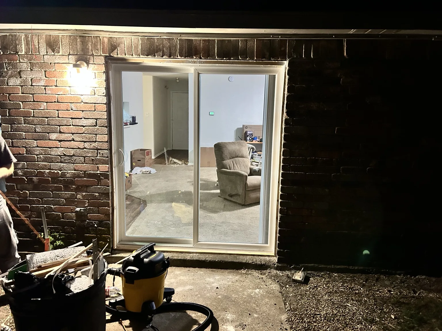 Sliding patio door installation